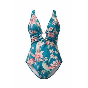 La Blanca One Piece Swimsuit Size 6 Pink Blue Keyhole Low Cut High Hip Designer